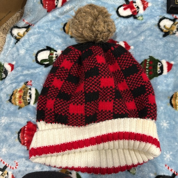 Cheveux corp Kids Red and Black Checkered Beanie - Picture 2 of 2